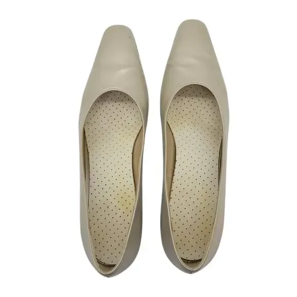 Salvatore Ferragamo Vintage Tortora Bone Calf Pumps - Size 8 AA